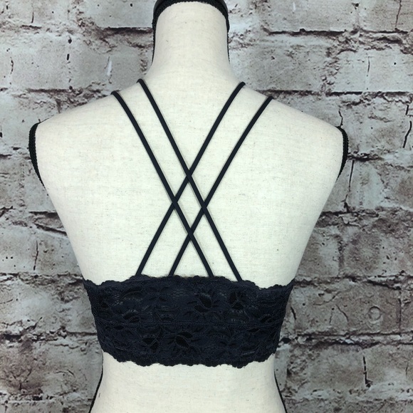 New Sexy Soft Strappy Lace Charcoal Padded Bralett - Picture 8 of 9